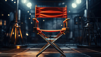 A screening director’s chair representing the film industry