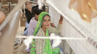 Traditional loom weaving by a skilled artisan