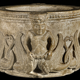 Wiligelmo, Holy water font with demonic images, 1107-1115. Courtesy of the Diocesan Museum of Cremona. Photo from the Diocesan Museum of Cremona