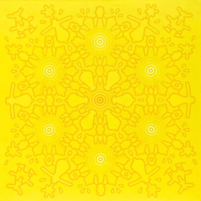 Dodecad #6, housepaint and acrylic on canvas 120 x 120cm, Mark Weighton, 2015