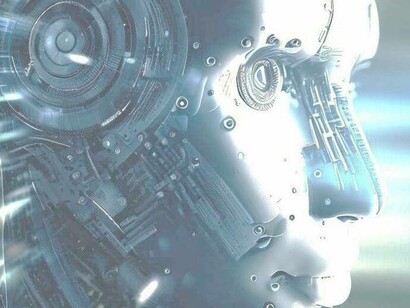 A metallic version of an AI machine