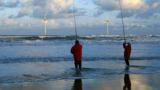 En plena crisis energética, que tantas y tan graves consecuencias tendría para Occidente, y especialmente para España, la dimensión global de la industria petrolera quedó patente al marcar el carácter de nuestro desarrollo. Pescadores y aerogeneradores desde la playa de Blyth North, en la costa sureste de Northumberland, Inglaterra