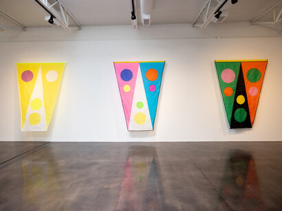 Reed Anderson, Flagworks 2017-2024, exhibition view. Courtesy of Barry Whistler Gallery