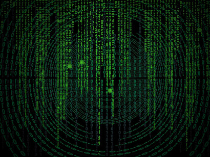 A whirpool of numbers and codes, simulating the vortex of the great network
