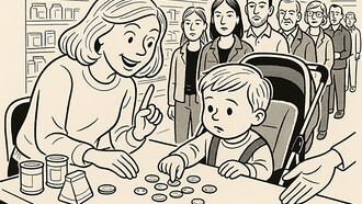 Counting change at the checkout, Crookes