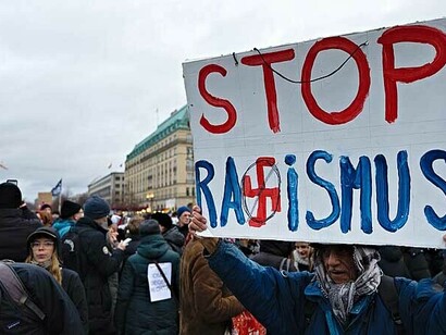 Protest for democracy at Pariser Platz in Berlin against the far-right AfD party in Germany