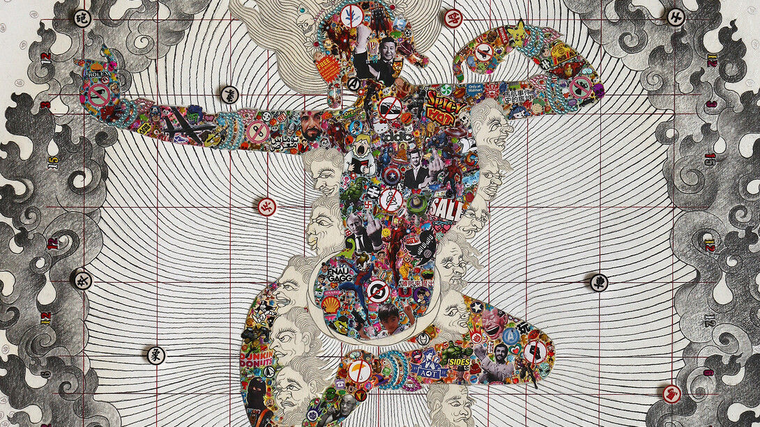 Gonkar Gyatso, Power Lhamo, 2015, mixed media on fine art paper, mounted on Dibond, 122 x 100 cm. Courtesy the artist and Galleria Mimmo Scognamiglio, Milan