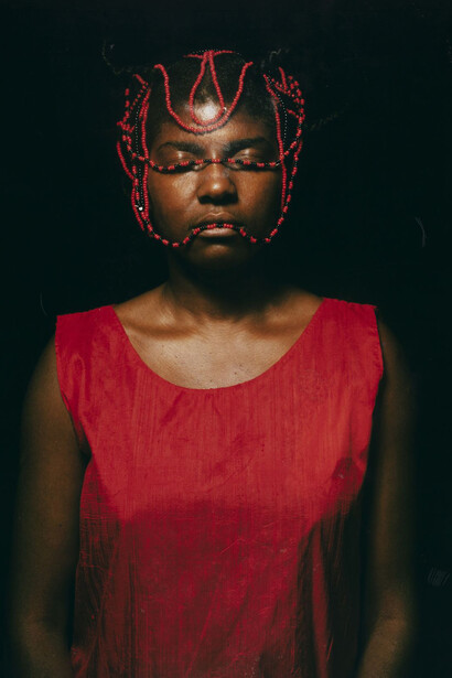María Magdalena Campos-Pons, Red composition (detail), 1997. Courtesy of Frist Art Museum