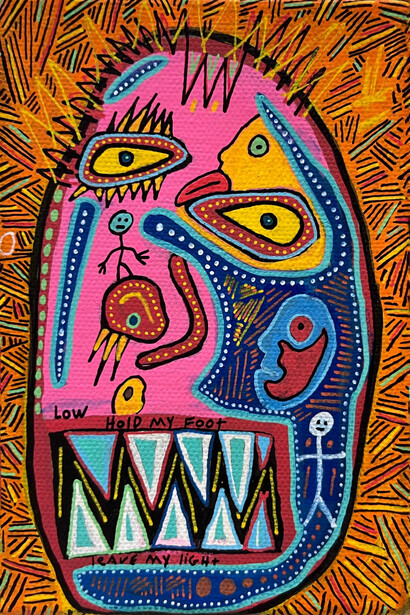 Joey Tepedino, Jeffy smeth, 2023, mixed media on canvas, 6x4 inches. Courtesy the artist and Hal Broom Gallery