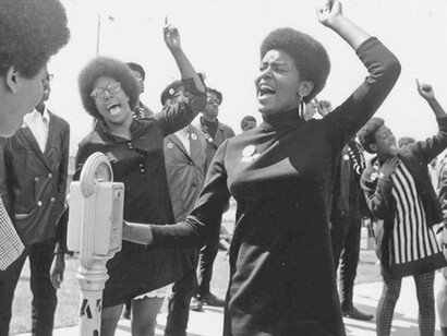 Black Panther Party members rally in 1968