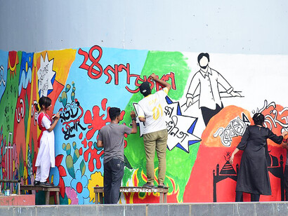 Street art from Mymensingh capturing the spirit of the student-led protests demanding systemic change and transparency