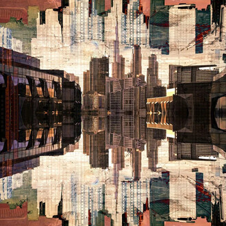 Jonathan Gainer, Tripartite skyline terra rosa (detail), 2025. Courtesy of Bruno David Gallery