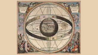 Andreas Cellarius, da "Harmonia Macrocosmica", 1660/61, "Scenographia systematis mvndani ptolemaici". Figura che mostra i segni zodiacali e il sistema solare con la Terra al centro, secondo il sistema di Tolomeo