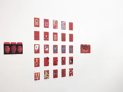 Various artists, Red envelope show, exhibition view. Courtesy of Harman Projects