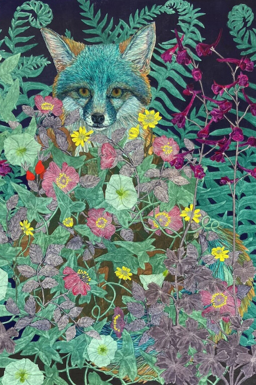 Julia Lucey, Gray fox in a summer suit, 2024. Courtesy of Wally Workman Gallery
