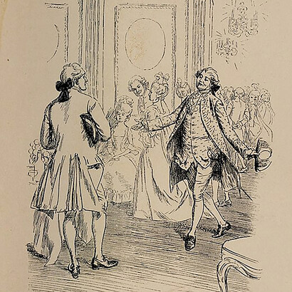 The theatre scene highlights the challenges Evelina faces in understanding ballroom etiquette, with humorous incidents exposing her naivety and the persistent, bullying behavior of Sir Clement