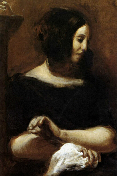Portrait de George Sand, Eugène Delacroix, Musée Ordurgaard, Copehnague