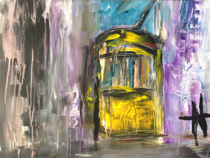 Natália Gromicho, Tram, Acrylic on canvas, 60 x 80 x 2 cm