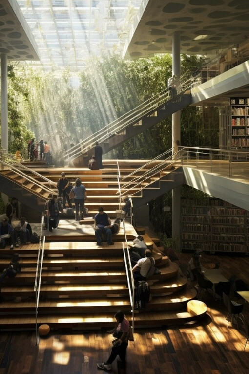 Gli interni della biblioteca d'Alessandria elaborati con Midjourney