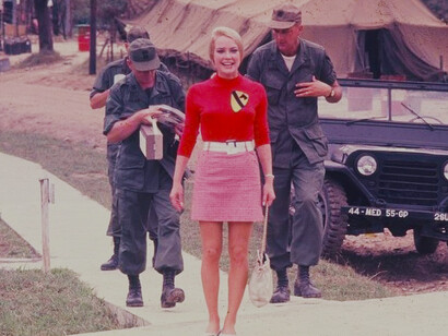Chris Noel visits the US 1st Cavalry Division in Qui Nhon, Vietnam in 1967