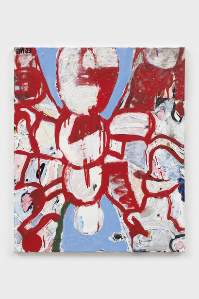 Eddie Martinez, BF 2420#14 (His Amazing)
2023
Oil, acrylic and spray paint on linen
25 1/2 by 20 1/2 in. 64.8 by 52.1 cm. © Eddie
Martinez. Courtesy of the artist and Mitchell-Innes & Nash, New York.