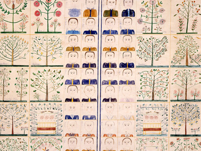 Polly Collins, An emblem of the heavenly sphere, 1854. Courtesy of American Folk Art Museum