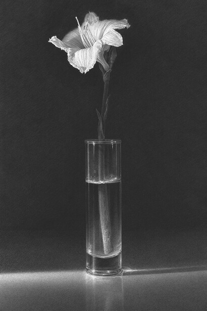 Skip Steinworth, Single white daylily, 2020. Courtesy of LewAllen Galleries