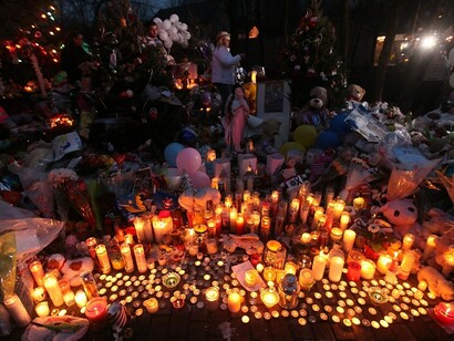 In memory of the victims of a school massacre