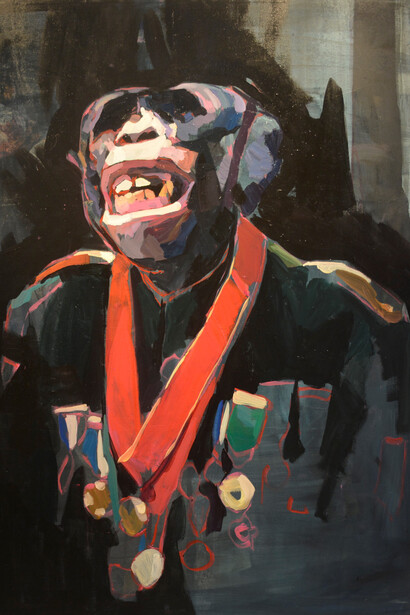 Phillip Anaskin; El señor presidente. Óleo sobre tela, 2022 (detalle)