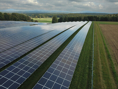 Solar panels at a solar facility