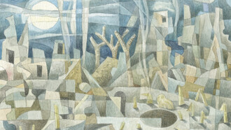 Khan Younis Vegetable Garden at Full Moon, watercolour, 16 × 12 centimetres, Mark Weighton, 2026