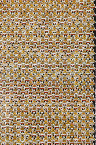 Gonkar Gyatso, 588 Prayers 2, 2015, mixed media collage on paper, 100 x 65 cm. Courtesy the artist and Galleria Mimmo Scognamiglio, Milan