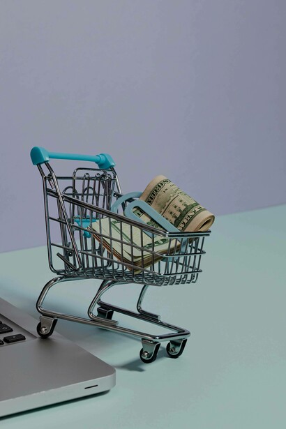 Cash cart on laptop
