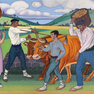 José Arrue, Campesinos (detalle), c. 1925. Cortesía del Museo de Bellas Artes de Bilbao
