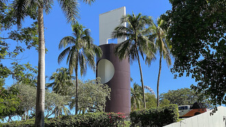 Laser Light Tower Bayfront Park Isamu Noguchi, Miami FL October 2022, USA