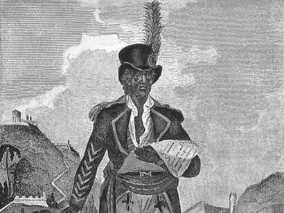 Toussaint L'Ouverture, the most prominent leader of the Haitian Revolution, reading a manifest