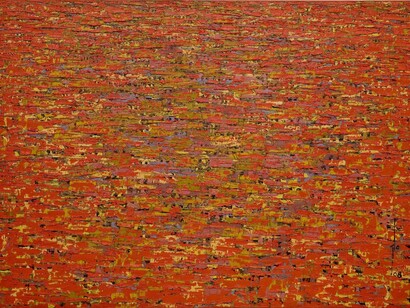 Ablade Glover, Red Townscape II, 2008, oil on canvas, 102 x 152cm photo Jonathan Greet Coutesy October Gallery London