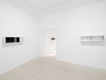 Donald Judd, Wall works, exhibition view. Courtesy of Gagosian Gallery