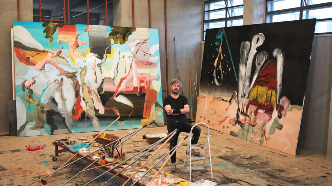 Zümrütoğlu in his studio, 2020