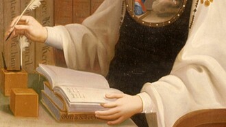 Fragmento de un retrato de Sor Juana Inés de la Cruz, quien fundó la alta intelectualidad criolla virreinal en Nueva España y es una de las escritoras más importantes de la literatura en español