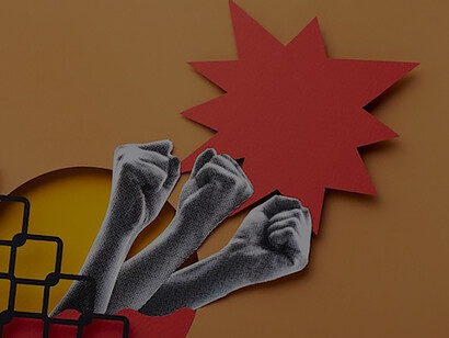 Figure of three hands made into fists