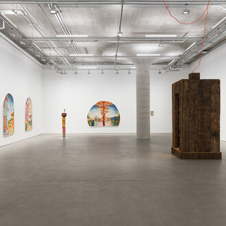 Eliot Greenwald, Library, exhibition view. Courtesy of Harper Gallery