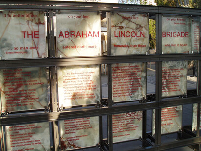 Close up of the Abraham Lincoln Brigade Memorial, California, USA