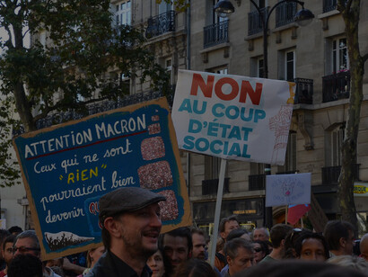 Protests erupted in central Paris against President Emmanuel Macron’s controversial labor reforms, which are seen as making workers more vulnerable and easier to dismiss