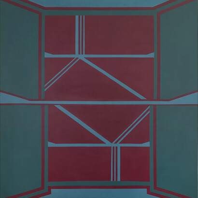 Tess Jaray, St Stephen's Green, 1964, oil on canvas, 183 × 152 cm © Tess Jaray, 2019. All rights reserved. Courtesy Karsten Schubert