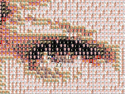 O artista Scott Blake é conhecido por suas obras que usam códigos de barras para retratar figuras icônicas. suas criações exploram a fusão de arte e tecnologia, mostrando a profundidade da arte digital. CD Cover for Madonna, 2001, by Scott Blake