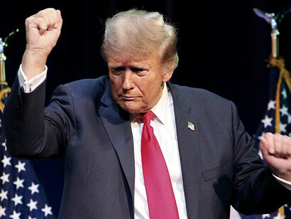 Former President Donald Trump holds campaign rally at the Rochester Opera House in Rochester, New Hampshire, on Sunday, January 21, 2024. New Hampshire's first-in-the-nation primary occurred two days later
