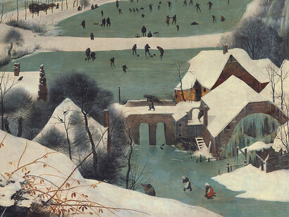 Brueghel il Vecchio, Cacciatori nella neve, particolare