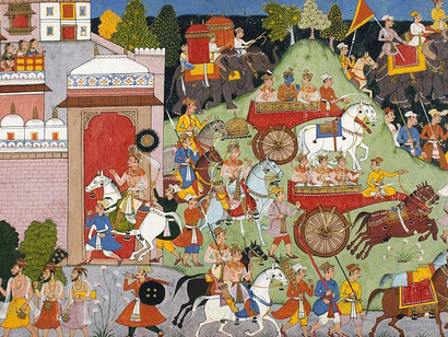 La procesión nupcial de Rama, evento que forma parte del Rāmāyaṇa, poema épico que relata las aventuras del príncipe Rama