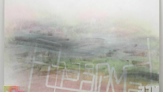 Wendy White, El Clasico, 2013, Acrylic on canvas, wood, enamel, PVC frame, 98 1/2 x 144 inches